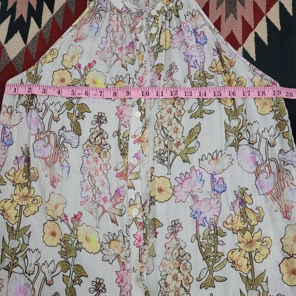RAQUEL ALLEGRA Halter Midi Dress Sz 0 Floral Garden Print Lightweight Feminine - Picture 10 of 11